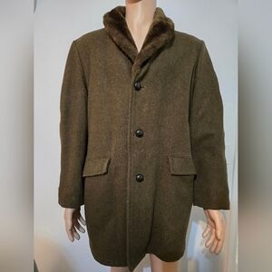 Towncraft Brown Pea Coat with Faux Fur Collar